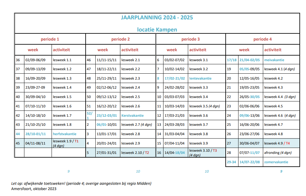 Vakantierooster 2024 2025 is bekend Hoornbeeck College