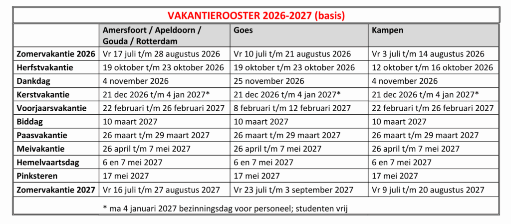 Vakantierooster 2627